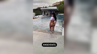 Asian Big Booty In Underwear On Pool Video
