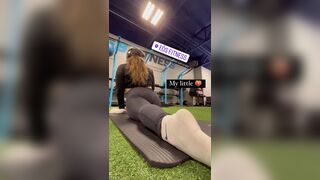 Asian With Big Booty Stretching On Gym Video