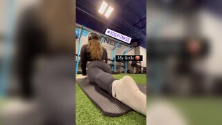 Asian With Big Booty Stretching On Gym Video