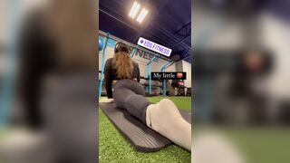 Asian With Big Booty Stretching On Gym Video