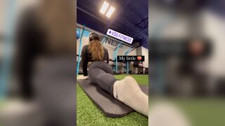 Asian With Big Booty Stretching On Gym Video