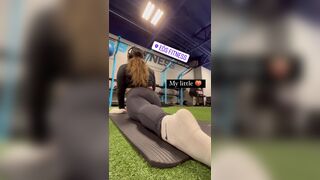 Asian With Big Booty Stretching On Gym Video