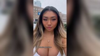 Pretty Asian Shows Her Big Boobs Without Taking Out In Public Video