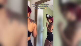 Red Head Sweet Chick In Tight Shorts Booty Shake Tiktok Video