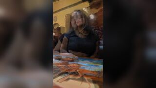 Naughty Milf Flashing Tits In A Public Cafe Video