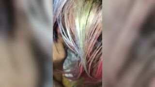 Pixie Asian Pink Hair Babe Sucking Big Cock For Fun Video