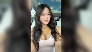 Sexy Tiktok Model Cute Boobs And Cleavage In Her New Car Video