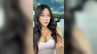 Sexy Tiktok Model Cute Boobs And Cleavage In Her New Car Video