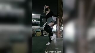 Horny Asian Girl Riding a Dildo In Public Video