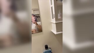 Pretty Asian Showing her Tits On Mirror Video