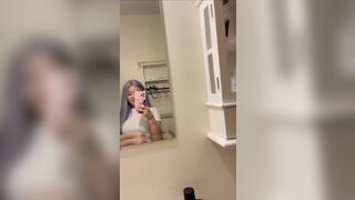Pretty Asian Showing her Tits On Mirror Video