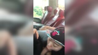 Asian Slut Sucking Hairy Cock While Going On a Bus Video