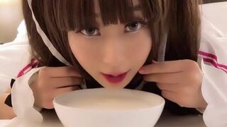 Saorikiyomi Asian Slut Licking Milk Like a Cat Onlyfans Video