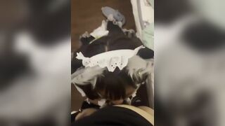 Horny Asian Maid Sucking Fat Dick On Knees Video