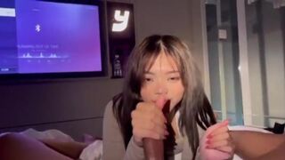 Cute Asian Girl Sucking Big White Cock On Bed Video