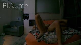 Bald Horny Guy Fucks Her Asian Gf Hardcore On the Bed Video