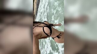 Foxy Wild Asian With Juicy Boobs Show Off On Beach Video