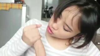 Asian Hoe Doing Hard Handjob and Getting FaceFucked Deepthroat Video