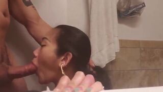 Asian Babe Gets Cumshot While Sucking Bf's Dick hard Video