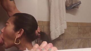 Asian Babe Gets Cumshot While Sucking Bf's Dick hard Video