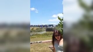 Asian Mature Slut teasing Pussy Outdoor Video