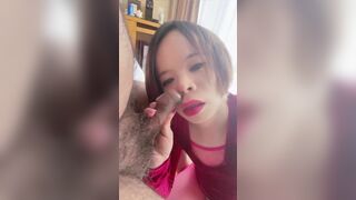 Asian Sissy Rubbing Cock With Her Nose Video