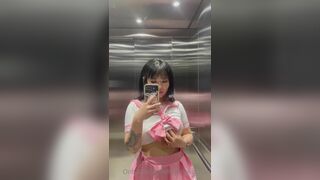 nnnnekochan Asian Teasing Pussy On Elevator Onlyfans Video