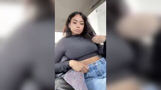 Hot Asian With Soft Big Boobs Exposing On Car VIdeo