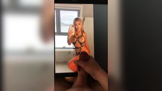 Guy Masturbating And Shooting A Big Load While Watching Gf's Hot Photo Video