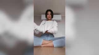 Asian Beauty Showing her Sexy Red Bra Video