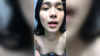 Lusty Asian Gets Facial Video