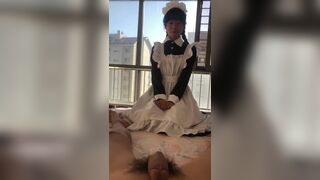 Horny Asian Maid Sucking her Master's Big Hairy Cock Video