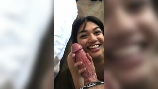 Reyna Morena Asian Hot College Slut Sucking a Fat Hard Cock While Smiling Video