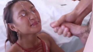 Asian Babe Gets Huge Facial By Boyfriend Video