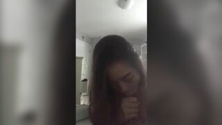 Asian Hot Girl Fingers Her Pussy After Sucking a Toy On Webcam Video