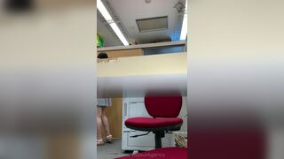 Asian Showing Her Panties From Under The Table While Working Video