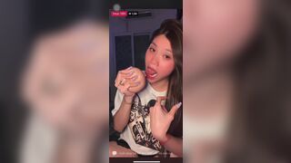 Asian Slut Sucking Dildo and Licking Toys on Live Video