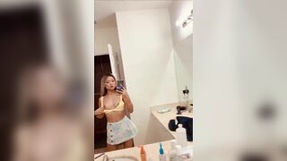 Blonde Asian Teen Exposing Herself on Mirror Video