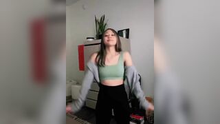 Pretty Smily Asian In Tight Sexy Top Dancing Video