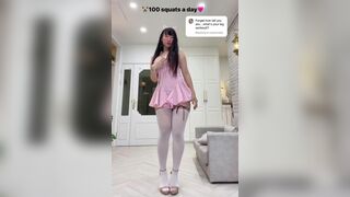 Pretty Sexy Asian In Pretty Pink Dress Dress Video
