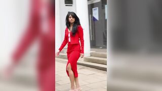 Sexy Model In Red Skirt Outdoor Video