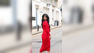 Sexy Model In Red Skirt Outdoor Video