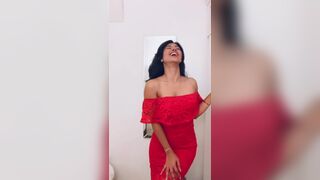 Pretty Sexy Asian Showing Herself On Hot Red Frock Video