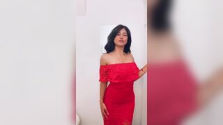 Pretty Sexy Asian Showing Herself On Hot Red Frock Video