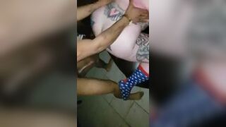 Fat Ass BBW Gets Fucked With Two BBC Threesome Video