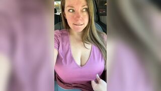 Busty Milf Teases And Showing Huge Tits On Car Video