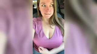 Busty Milf Teases And Showing Huge Tits On Car Video