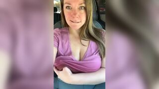 Busty Milf Teases And Showing Huge Tits On Car Video