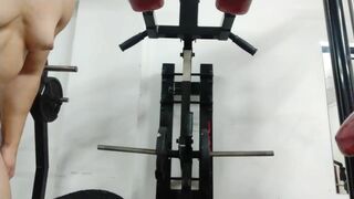 Muscle fit Blonde Showing pussy While Working out On Gym Video