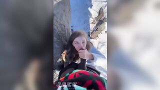 Slutty Girl Doing Amazing Blowjob While On a Hike Video